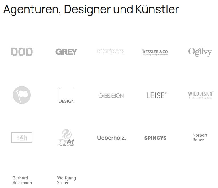 Agenturen, Designer und Künstler